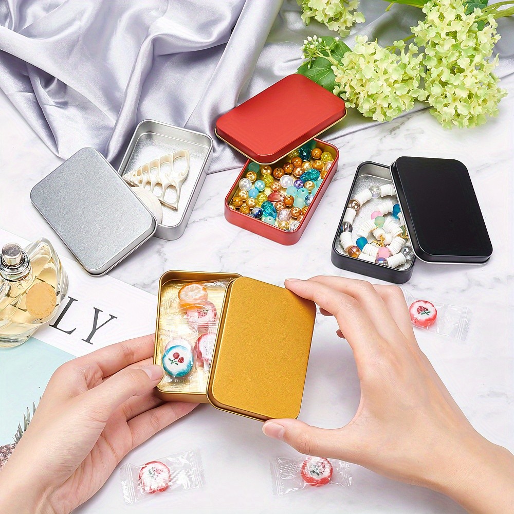 1set 8pcs Tinplate box Bead Storage Containers Storage box Rectangle Mixed color