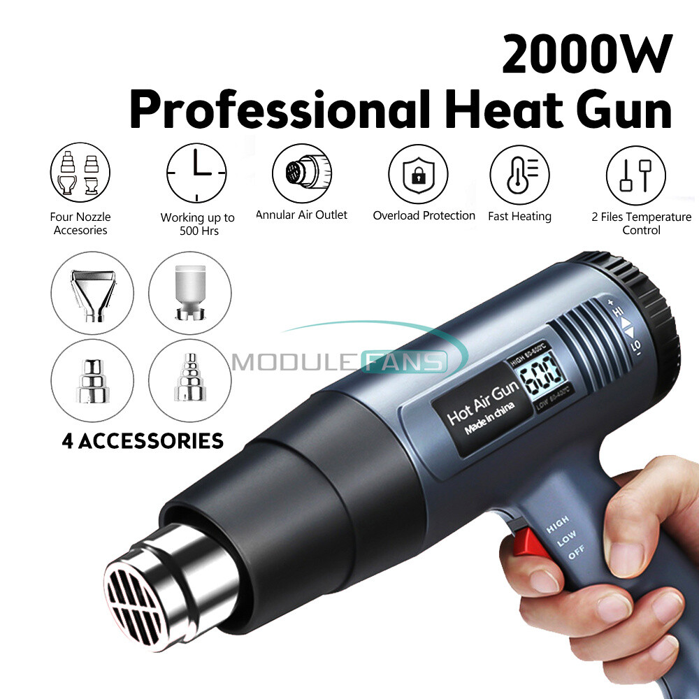 Digtal LCD Heat Gun Industrial Electric Hot Air Gun With 2 Temperature Mode