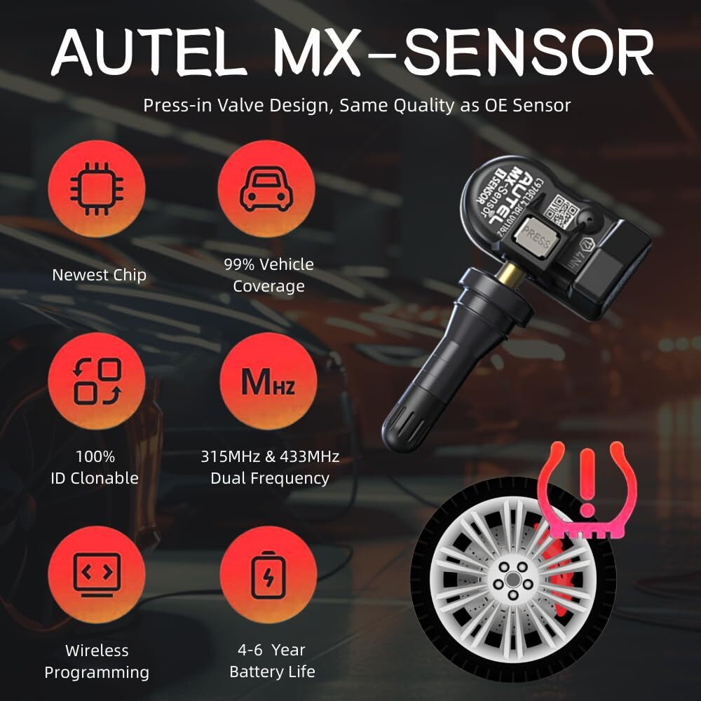 12PC Autel MX-Sensor 315&433MHz Programmable TPMS Universal Tire pressure Sensor