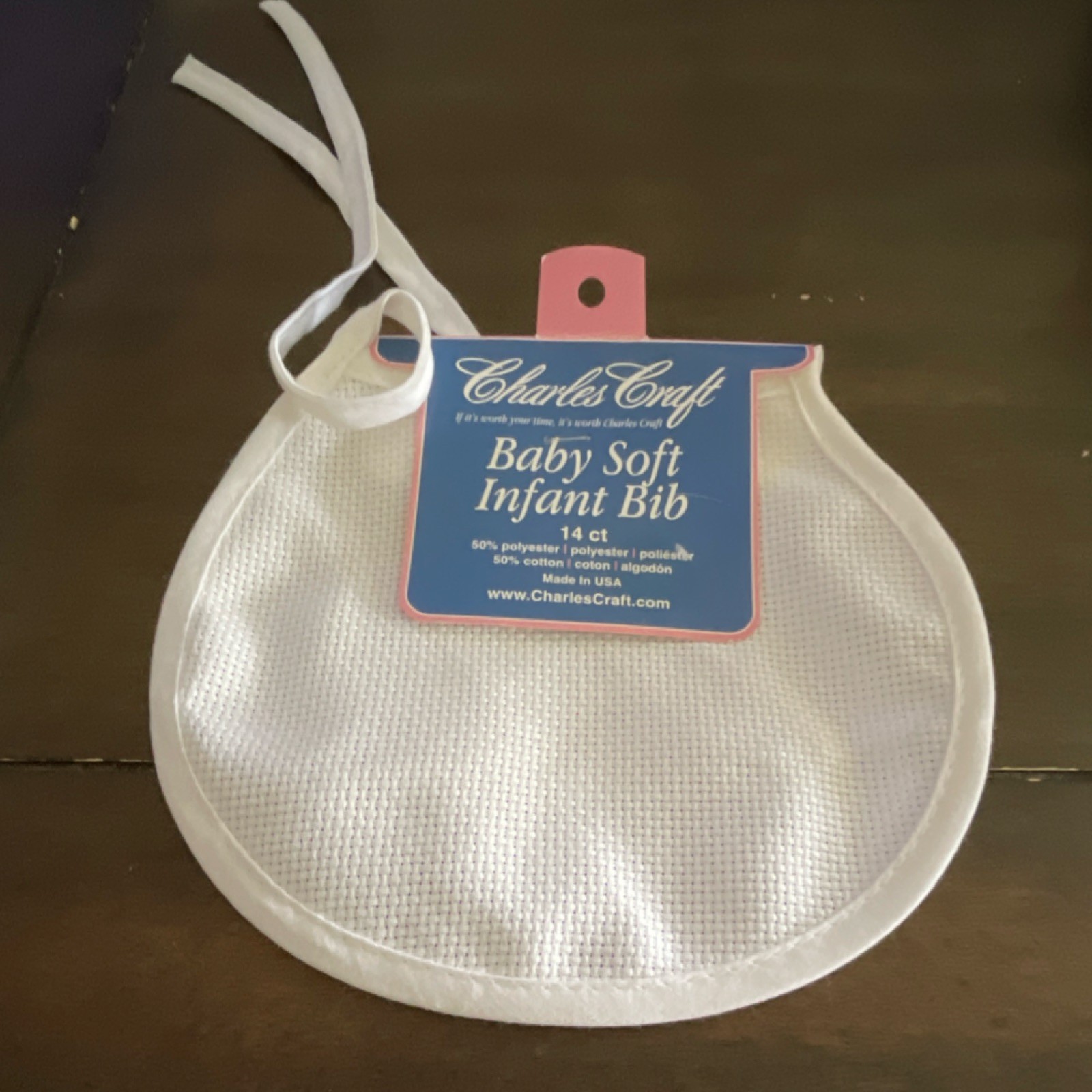 Charles Craft Baby Soft Infant Bib 14 ct White Cotton Polyester Tie Closure