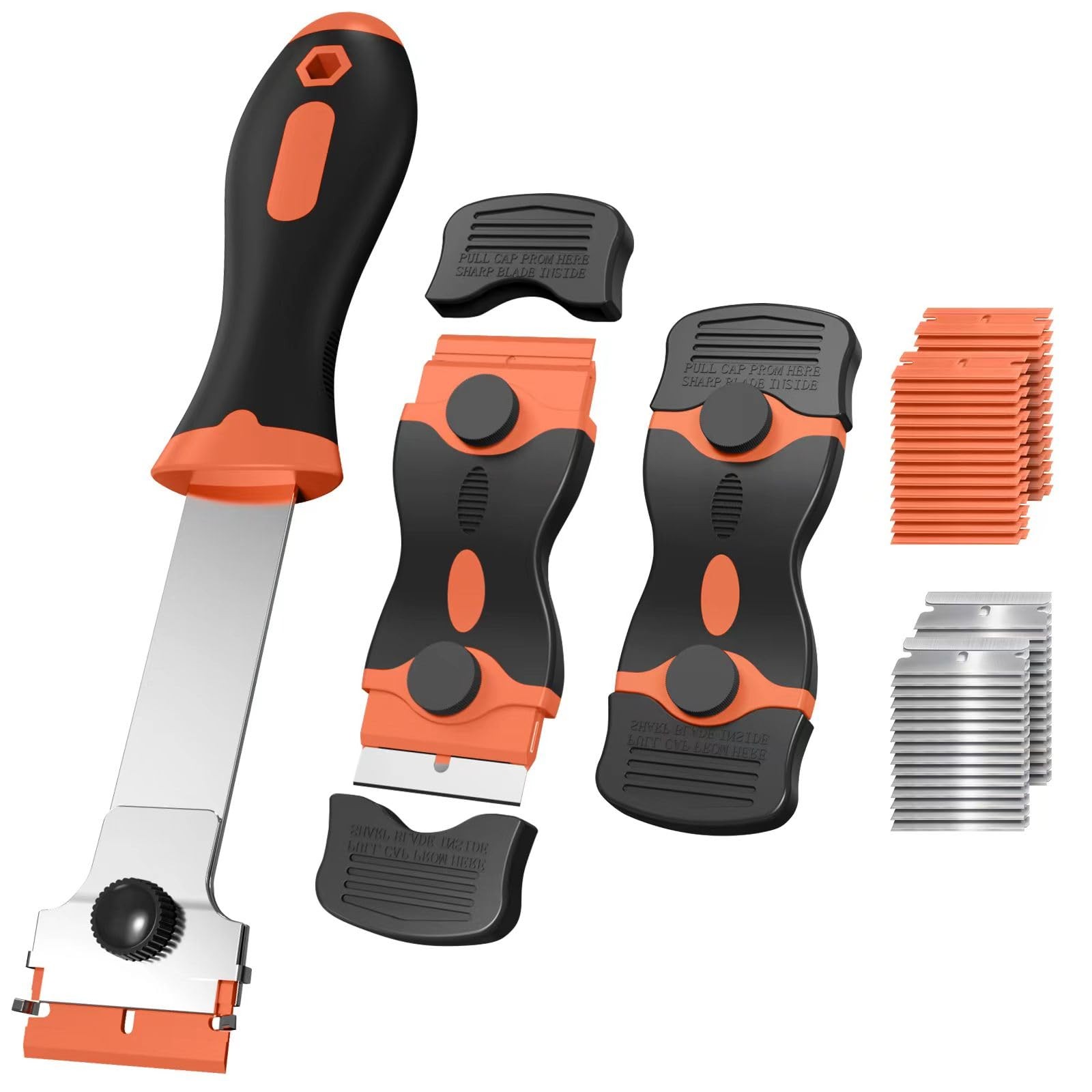 Razor Blade Scraper Includes 30 Plastic & 30 Metal Blades, Multi-Purpose Tool