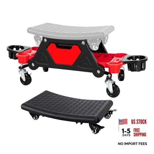 2-in-1 Rolling Mechanic Stool Garage Creeper Seat with Modular Removable