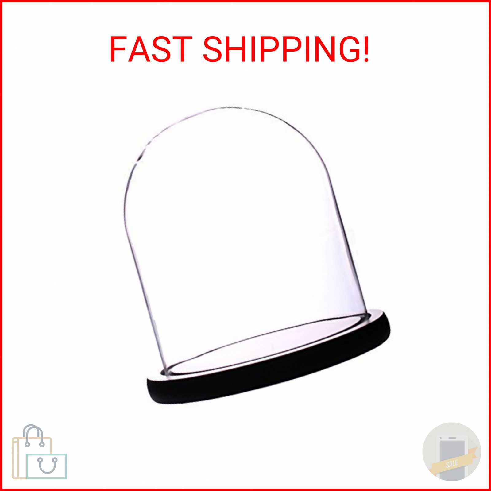 HUOZHI dome with base glass cloche Glass Cloche Bell Jar Display Dome with Woode