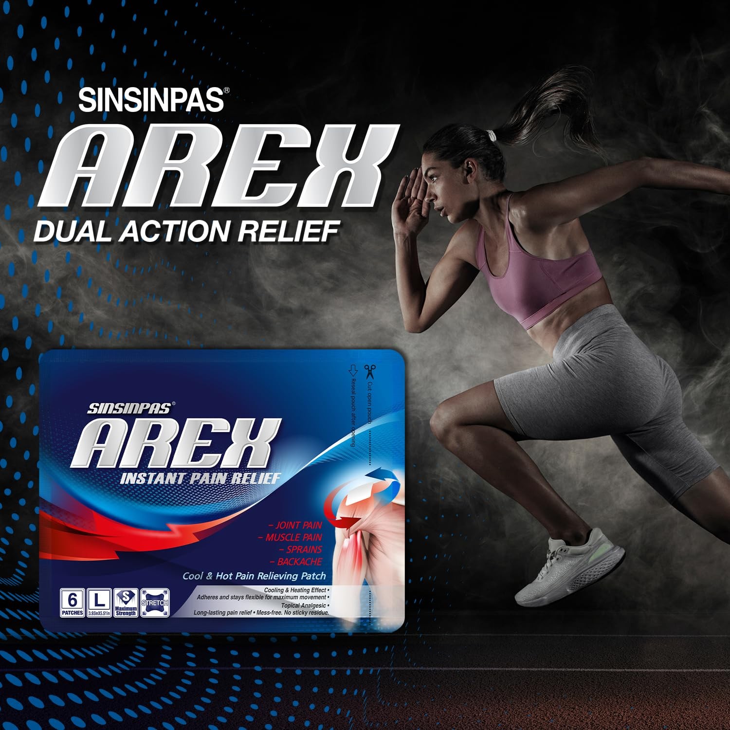 AREX Cool & Hot Pain Relieving Patch, Large 1 Pack (6 Patches Total)…
