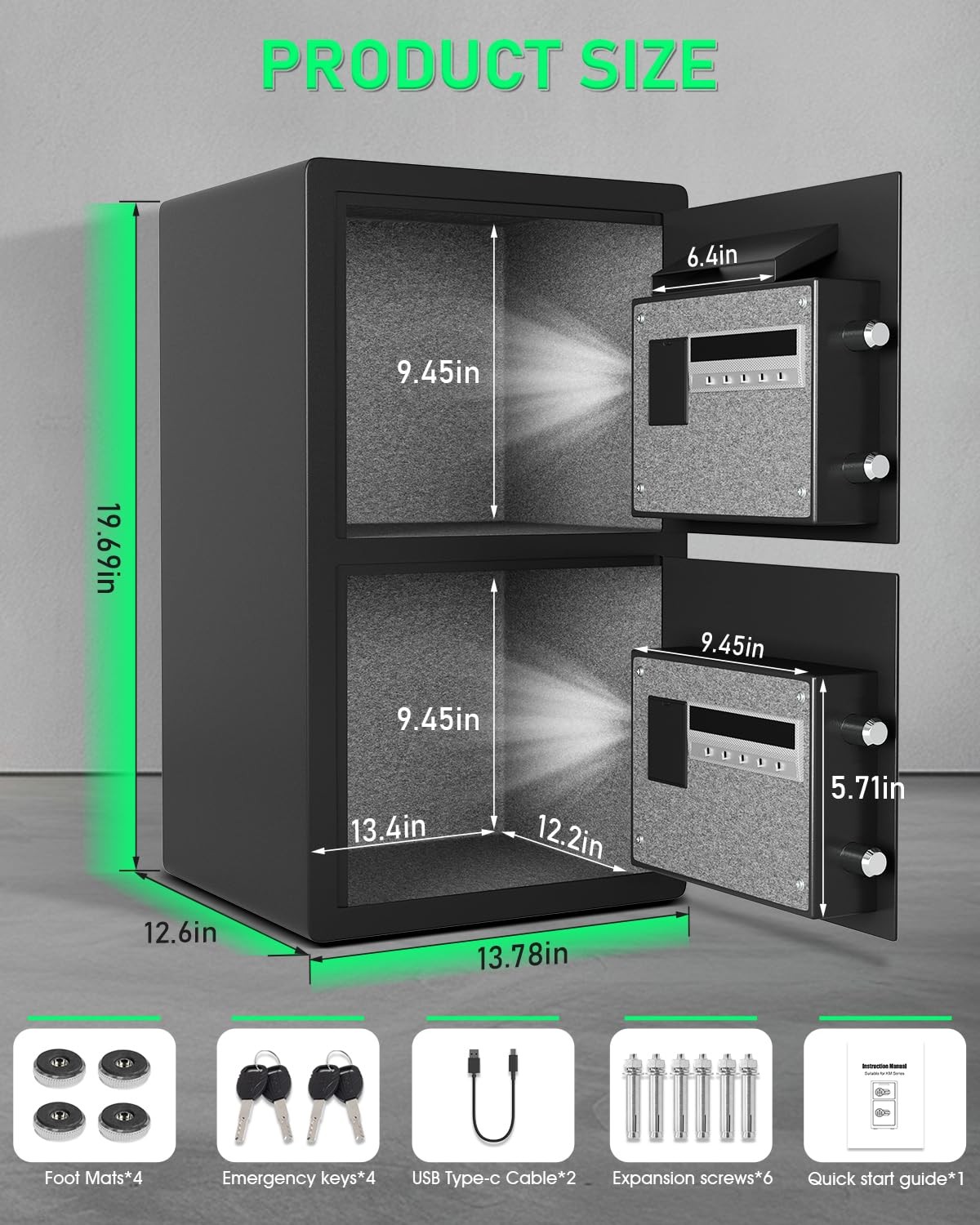 5.0 Cu ft Extra Large Safe Fireproof Waterproof, Digital Security Safe Box wi...