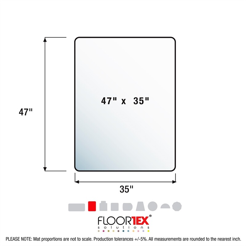 Floortex Polycarbonate Rect Chair Mat for Carpets Clear Size 35 x 47 inch