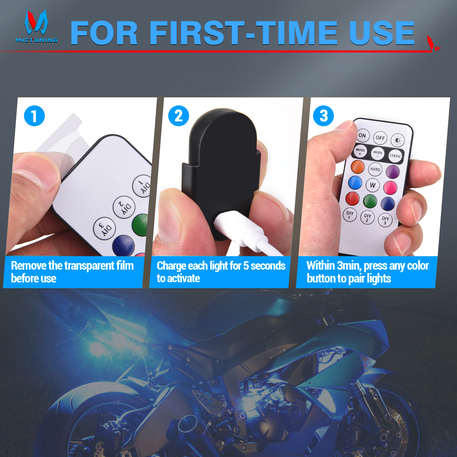 Wireless LED Strobe Lights, 12 Pcs USB Rechargeable Warning Lamp, Anti-Collision