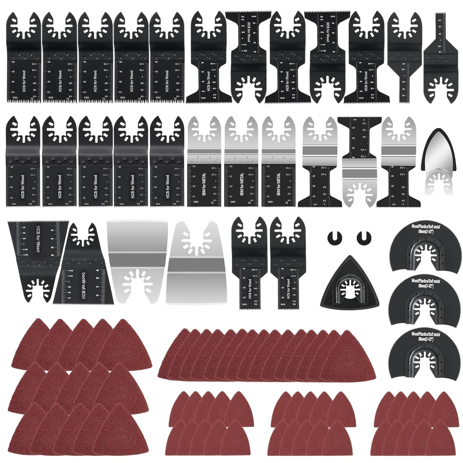 Professional 96-Pack Multi-Tool Blades - Carbide, Quick-Release & User-Friendly