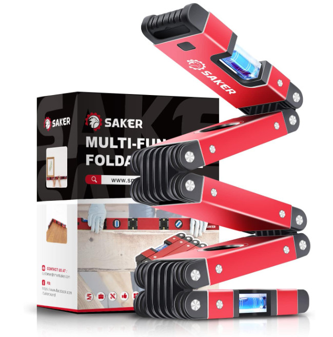 Saker 28" Foldable Level Tool, Multi-Angle Measuring & Precise Leveling Tool