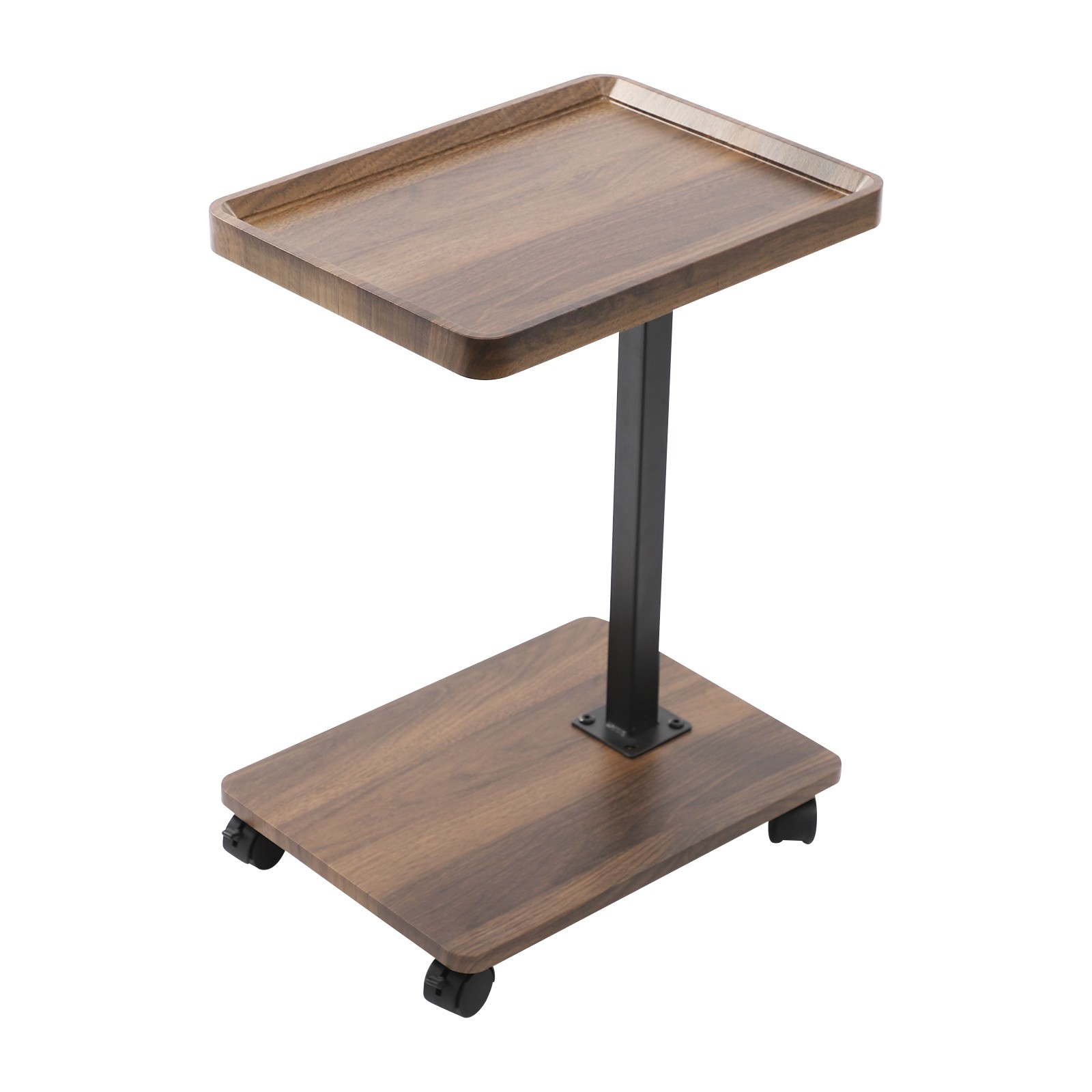 Rolling Side Table With 4 Wheels Adjustable End Table Coffee Table Laptop Stand