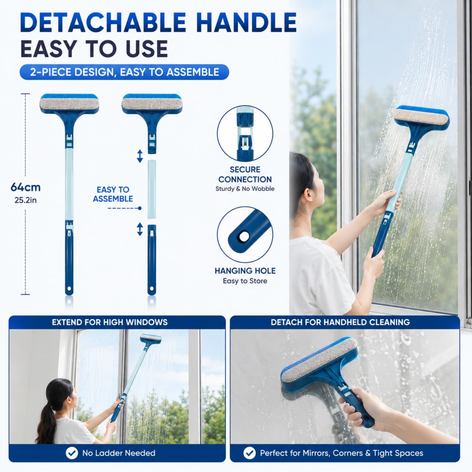 Blue 3 in 1 Window Screen Cleaner Brush Mesh Cleaning Tool