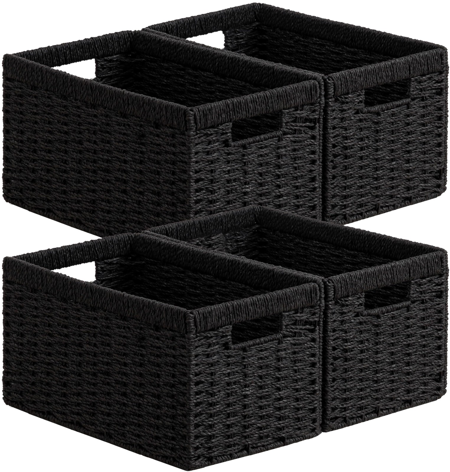 UBBCARE 4 Pack Wicker Basket, 13.4L×8.3H×7.1W inch Woven Paper Rope Storage B...