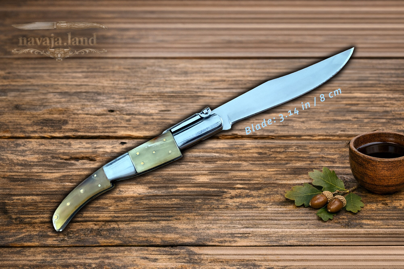 🔥 3.14” Arabian Style Spanish Navaja Knife – Bull Horn Handle | Ratchet Lock
