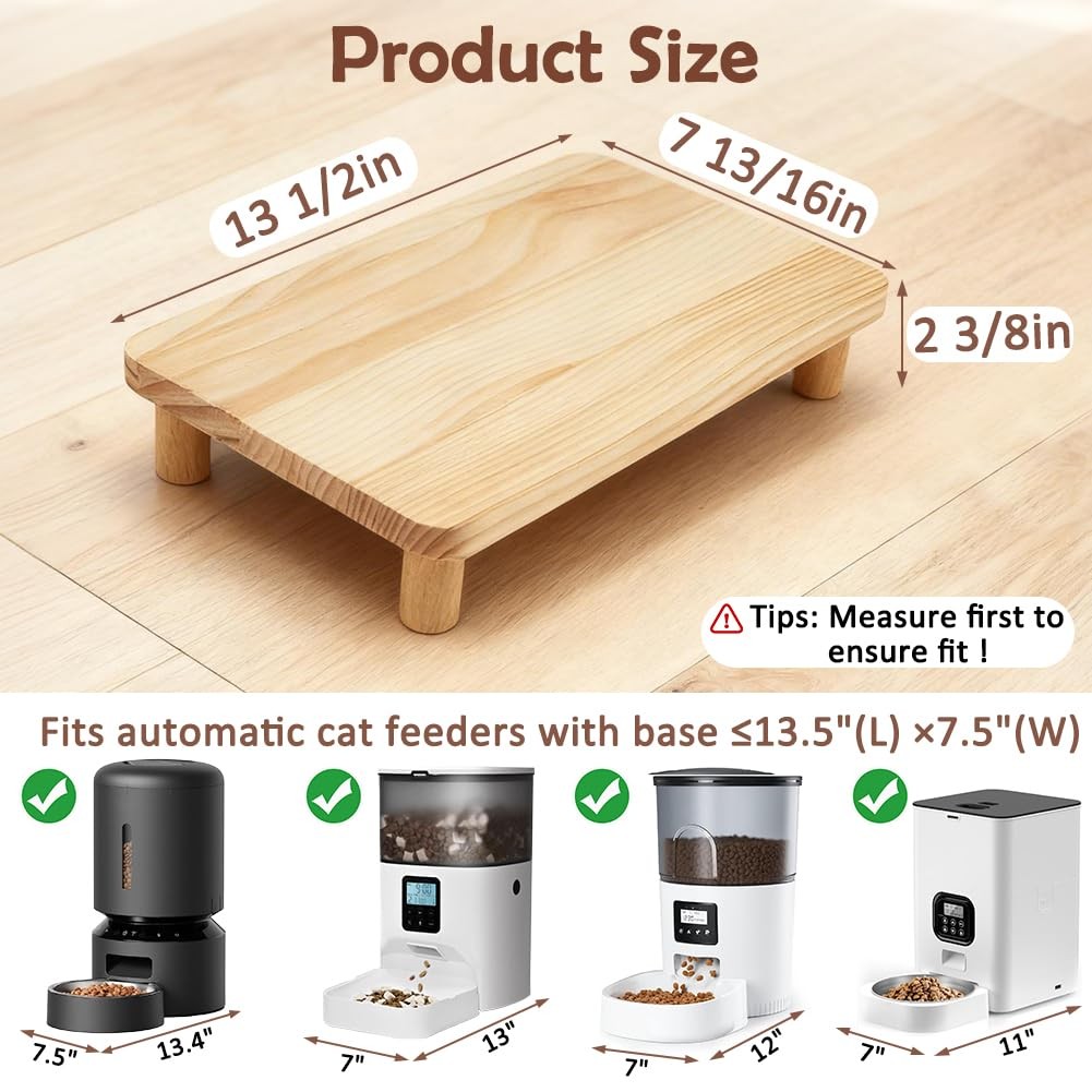 Cat Food Stand for Automatic Feeder & Tradition Bowls, Elevated Cat Food Tabl...
