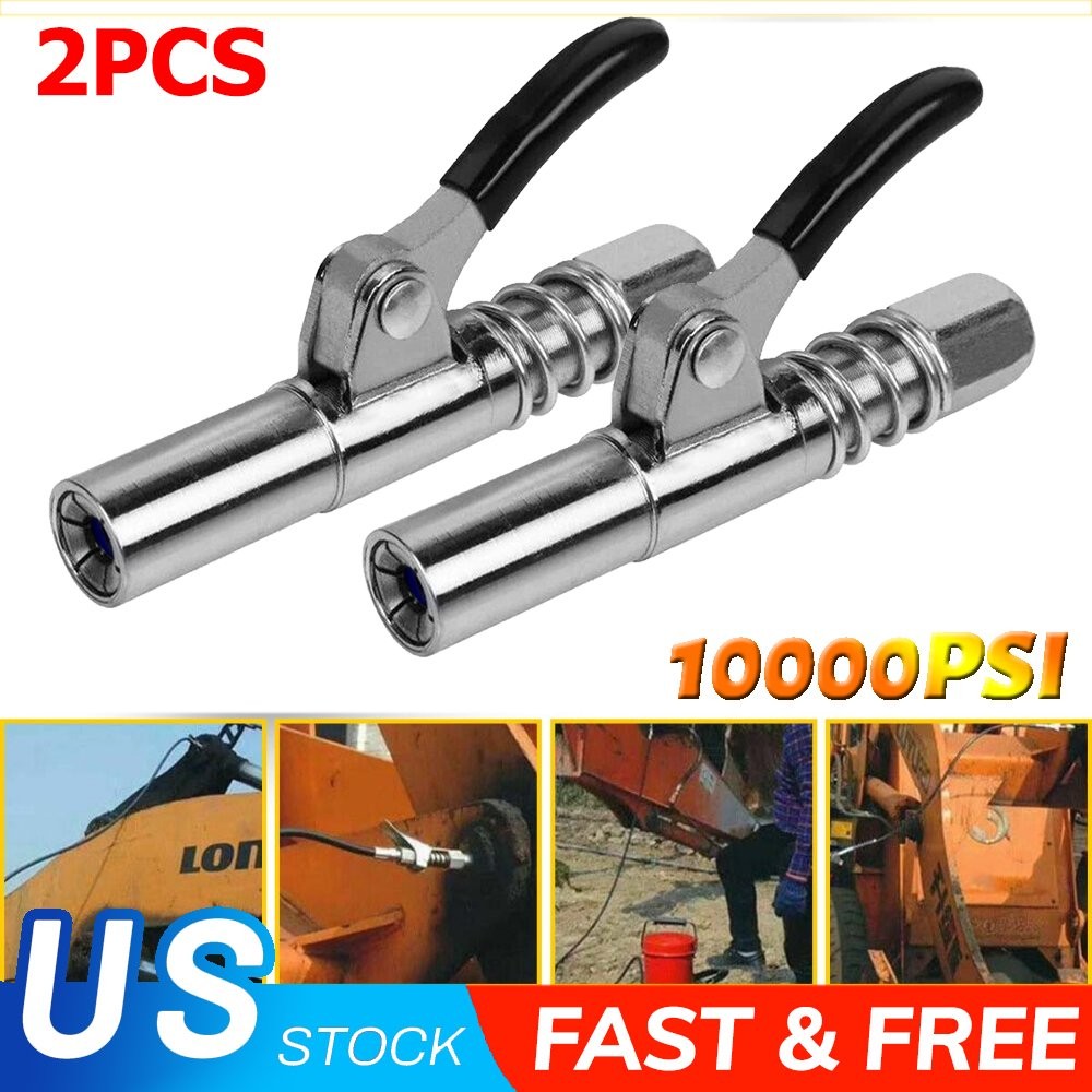 2x Grease Gun Coupler Heavy-Duty Quick Release Lock Oil Nozzle NPT 1/8" 12000PSI