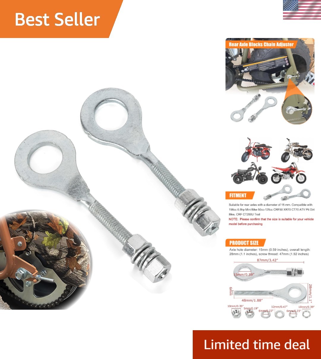 Durable Chain Tensioner Adjuster 2PCS - Smooth Riding for Mini Bikes & ATVs