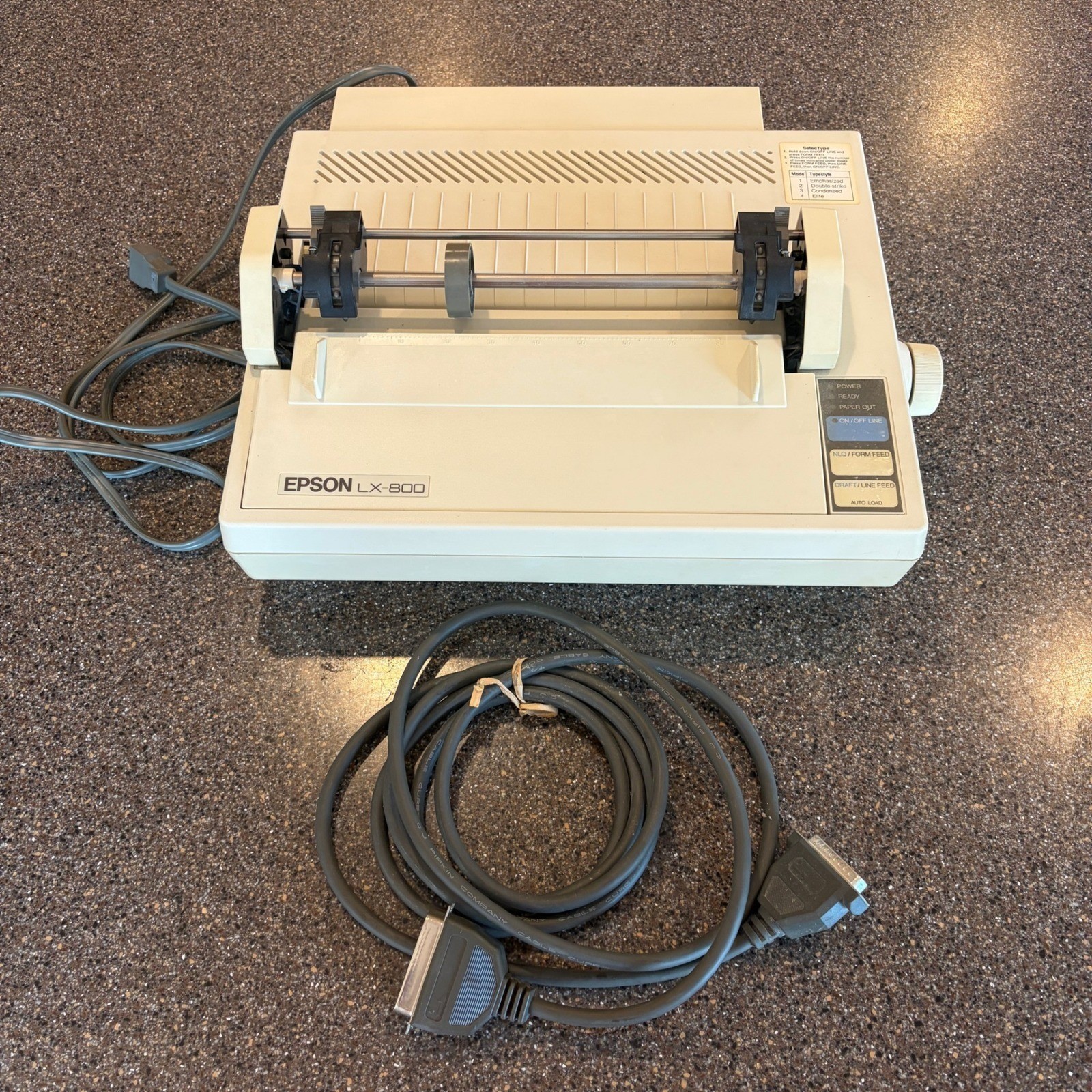 Epson LX-800 Dot Matrix Printer P70RA Vintage 9-Pin Japan Powers On Untested