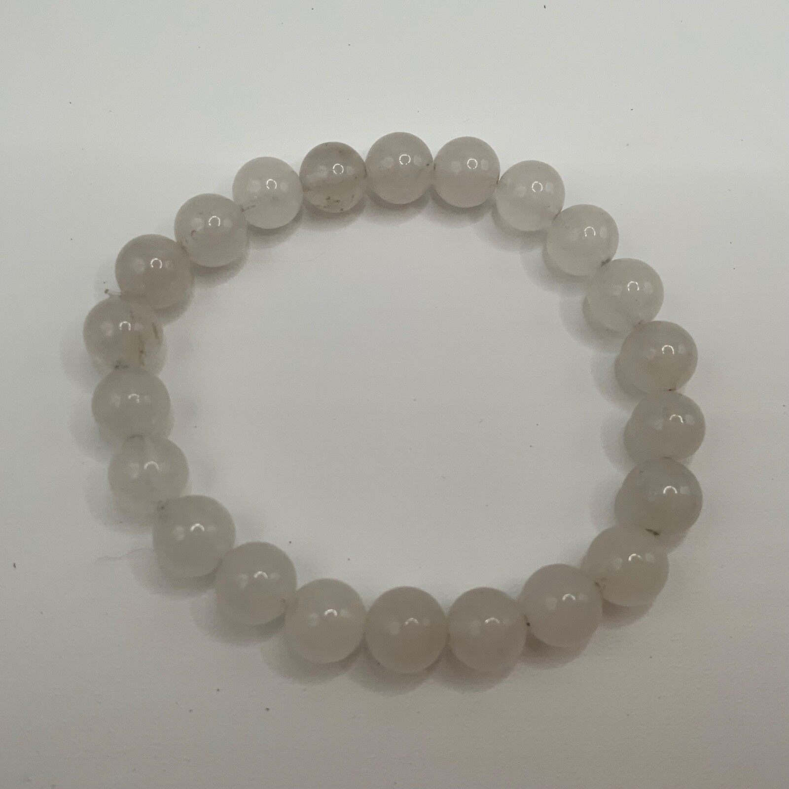 Handmade White 8 mm Beaded Stretch Bracelet