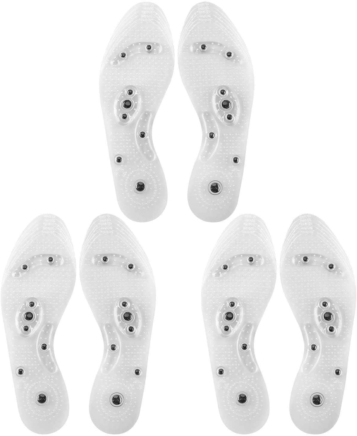 3 Pairs Acupressure Magnetic Massage Insoles, Oumers Foot Transparent