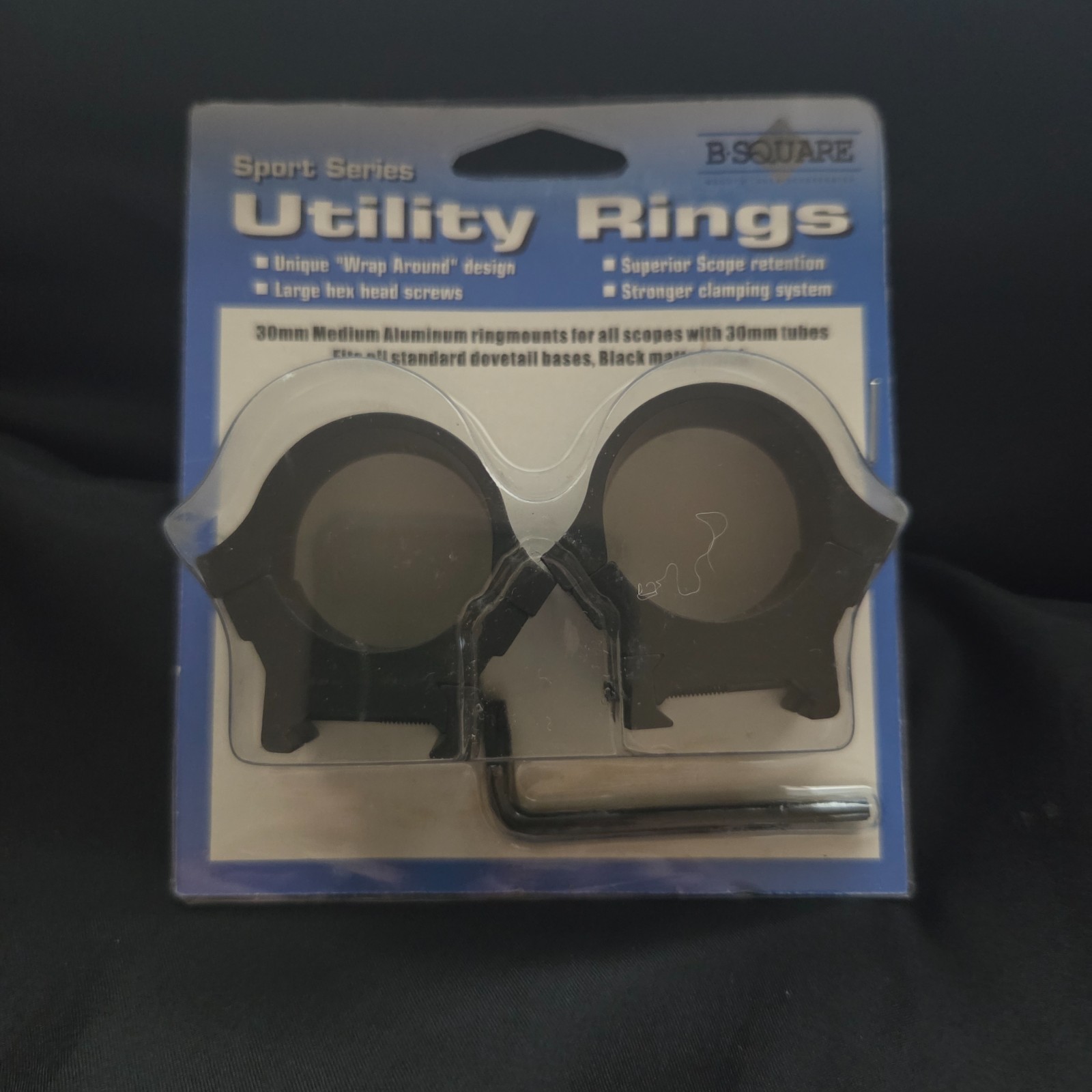B-Square Sport Series Utility Rings - 30mm Med Low Profile - Matte Black  #20064