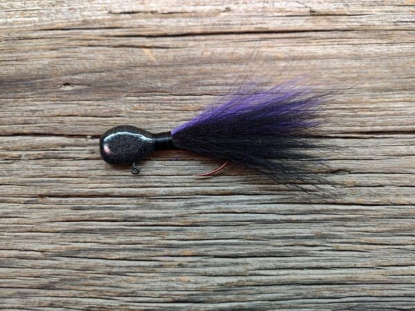 6 Bucktail Jigs, 3/4 oz 4/0 Sickle Hook - Lake Erie Walleye Fishing - Black PRPL