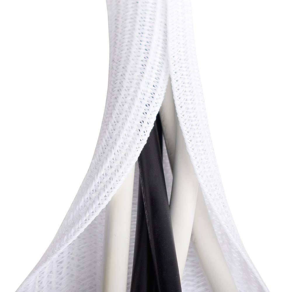 New 6.6ft - 4/5 inch White Cable Sleeve Organizer for Desk PC TV Computer, Wire