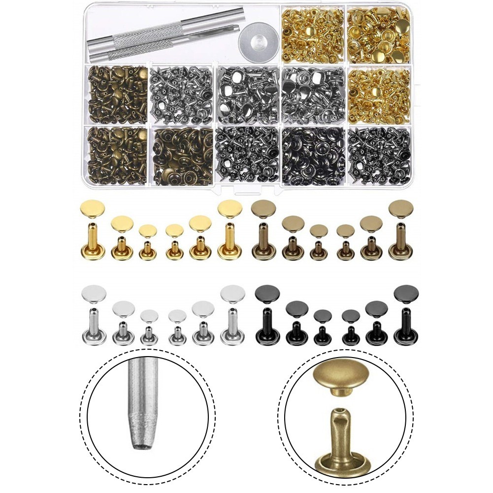 480 Sets Leather Cap Rivet with Installation Tools for Crafting and Repairs