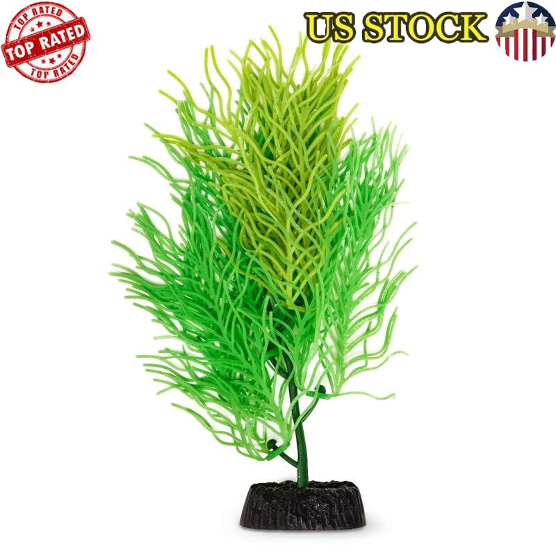 Wavy Fern Aquarium Plant Artificial Decoration Flexible Realistic Weighted Base