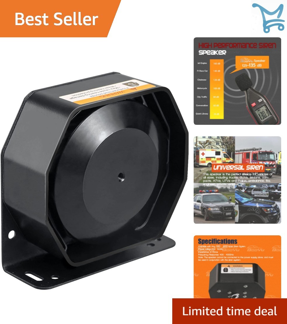 200W Aluminum Compact High-Performance Siren Horn Speaker Waterproof 8 Ohms f...