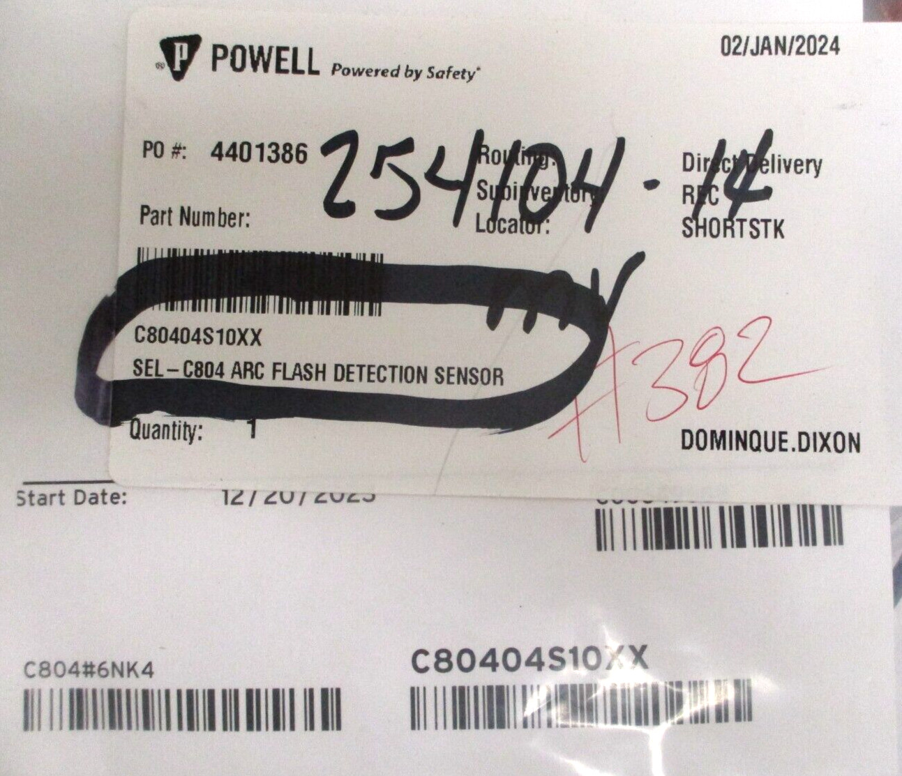 SCHWEITZER ENGINEERING , C80404S10XX, ARC FLASH DETECTION SENSOR , SURPLUS