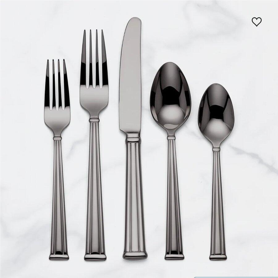 Lenox Cantwell Flatware GRAPHITE~20 piece Set~18/10 Stainless Steel NEW
