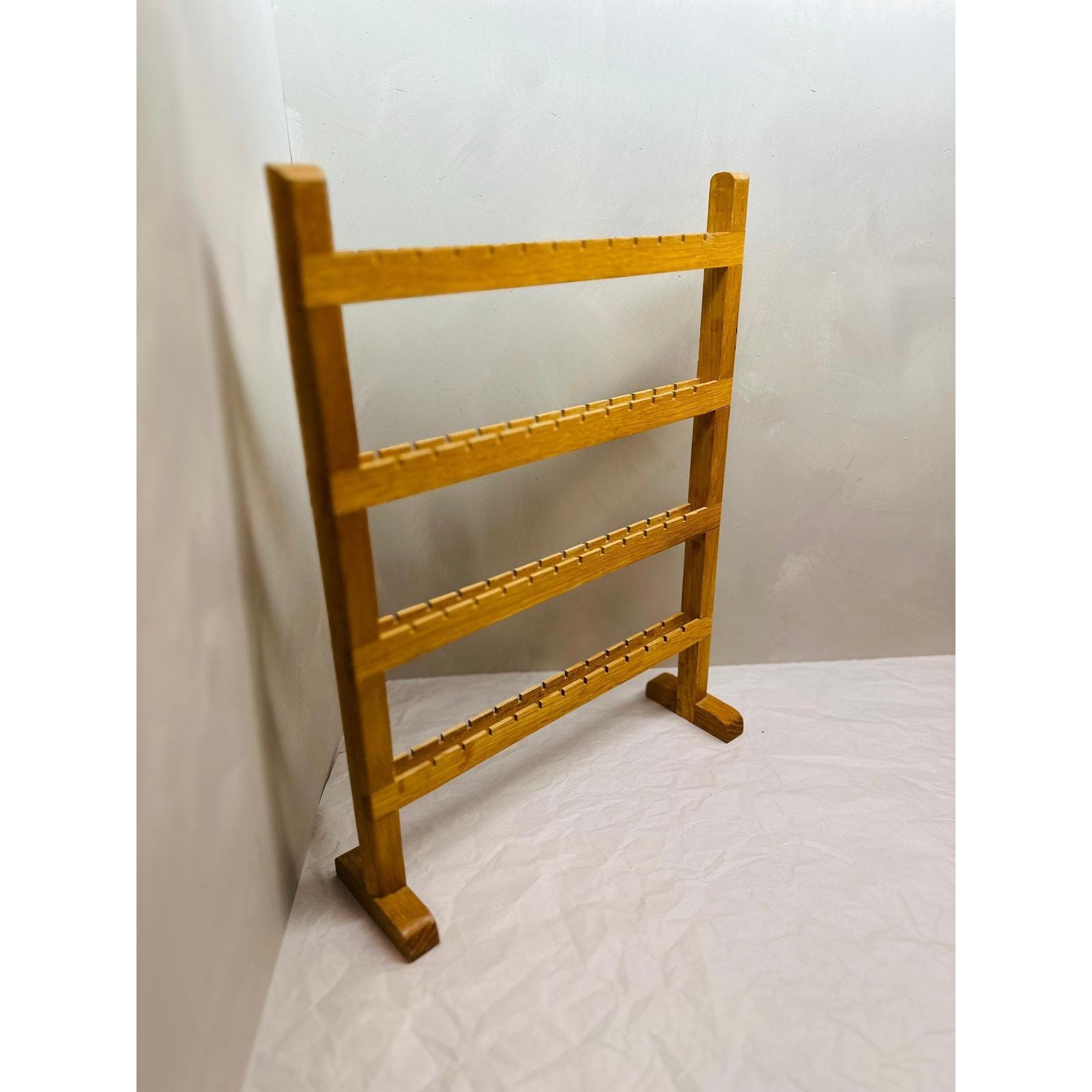Vtg Wood Four-Tier Jewelry Rack Organizer Display Stand