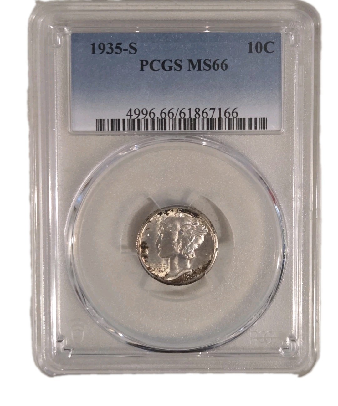 1935-S Mercury Dime 10C PCGS MS66 Silver Coin Toned