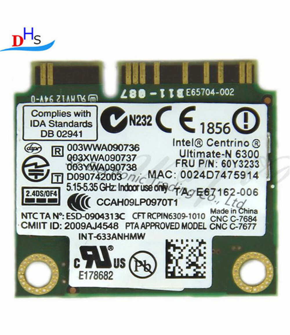 60Y3233 New Lenovo Intel Ultimate-N 6300 Half Mini Wireless 633ANHMW 60Y3232