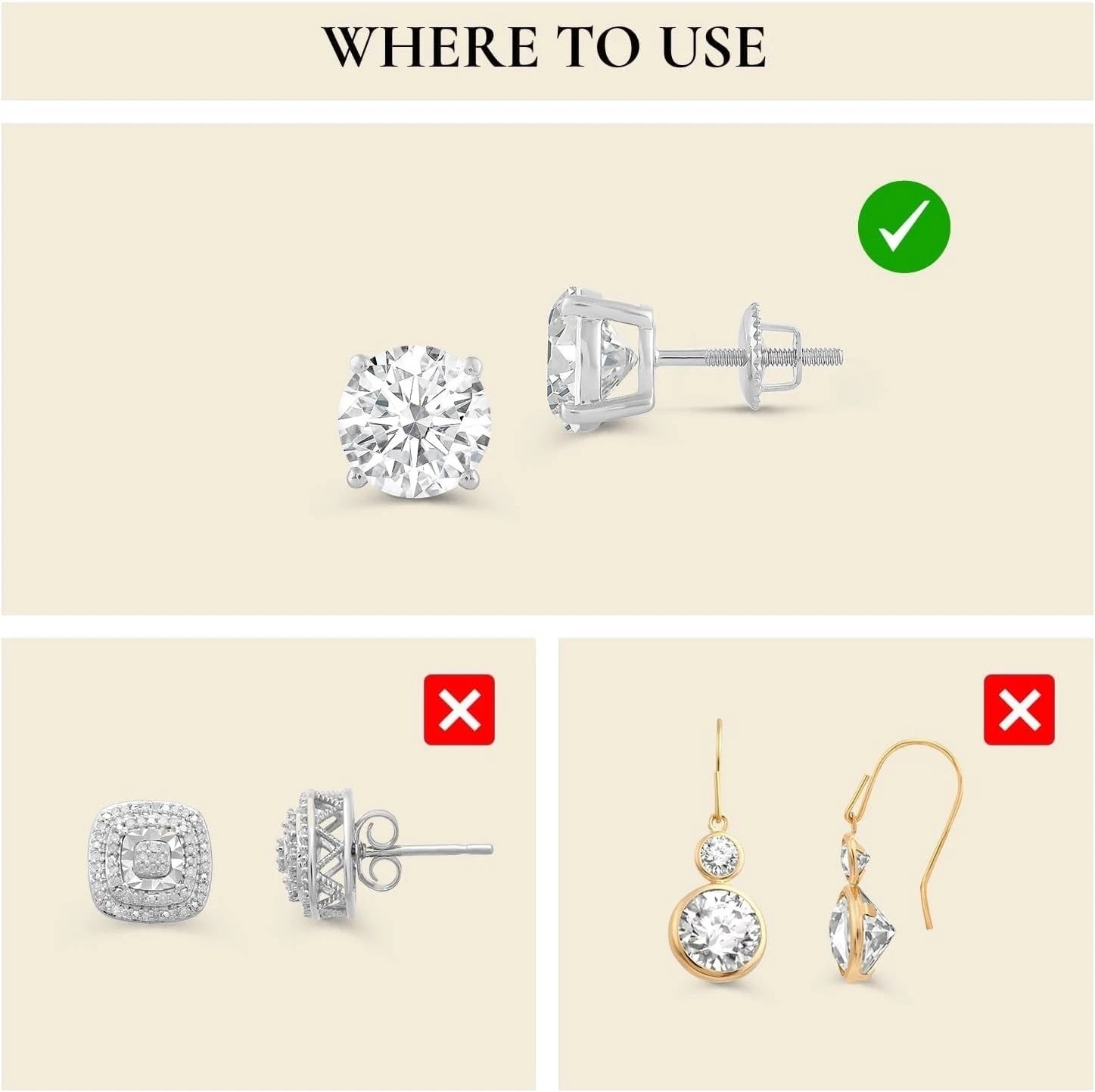 High-Quality White Gold Earring Back Replacements
