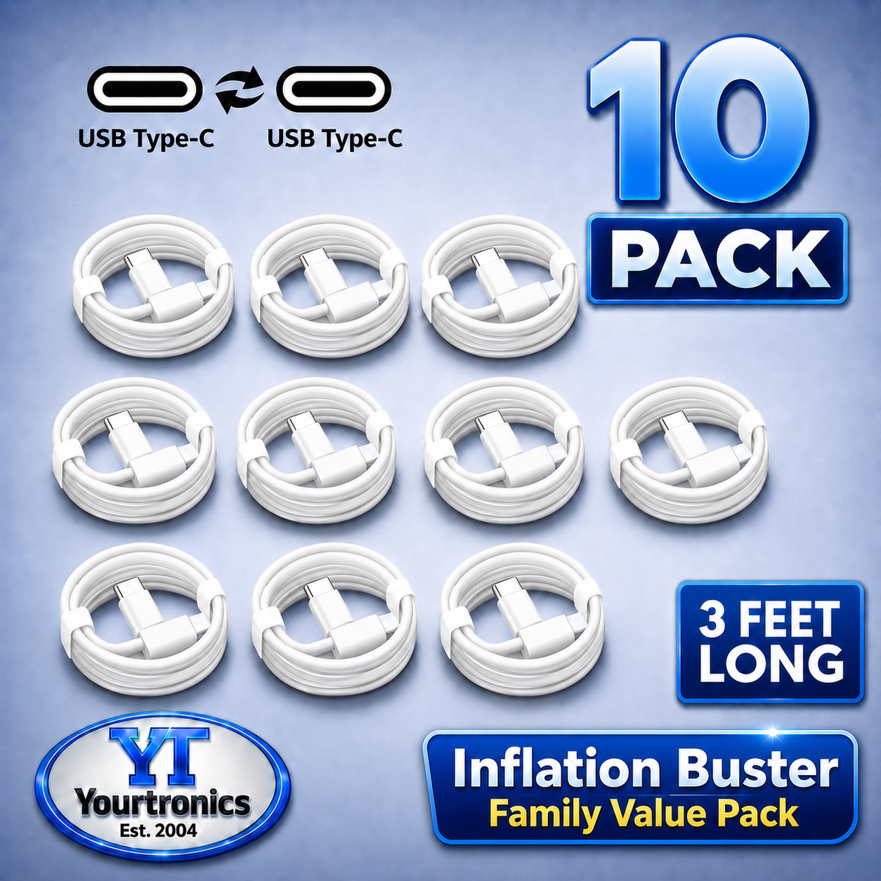 10 Pack USB-C Fast Charge Cable For Apple iPhone 15 16 17 Plus Pro Max SS Galaxy