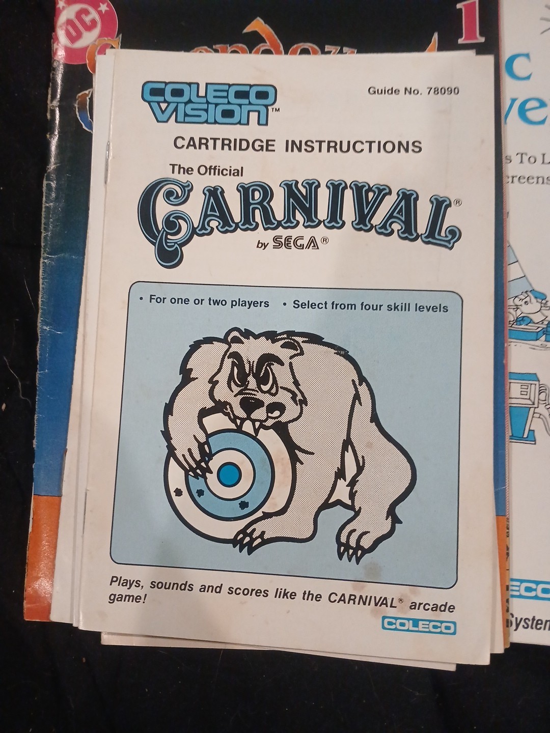 Carnival - ORIGINAL MANUAL ONLY - ColecoVision - Instructions Great Shape