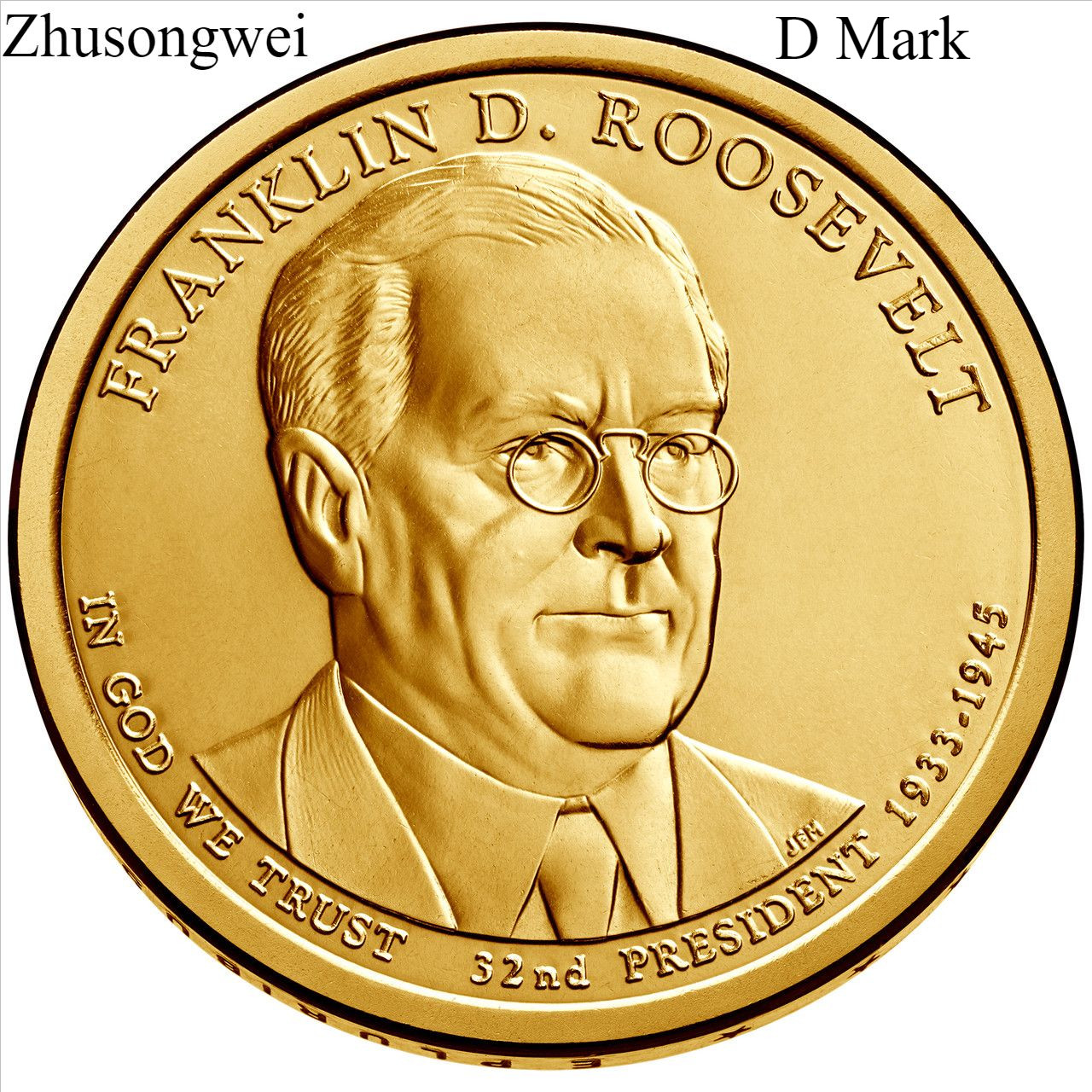 2014 US Presidential Dollar Franklin.D.Roosevelt (D Mark) - Free shipping