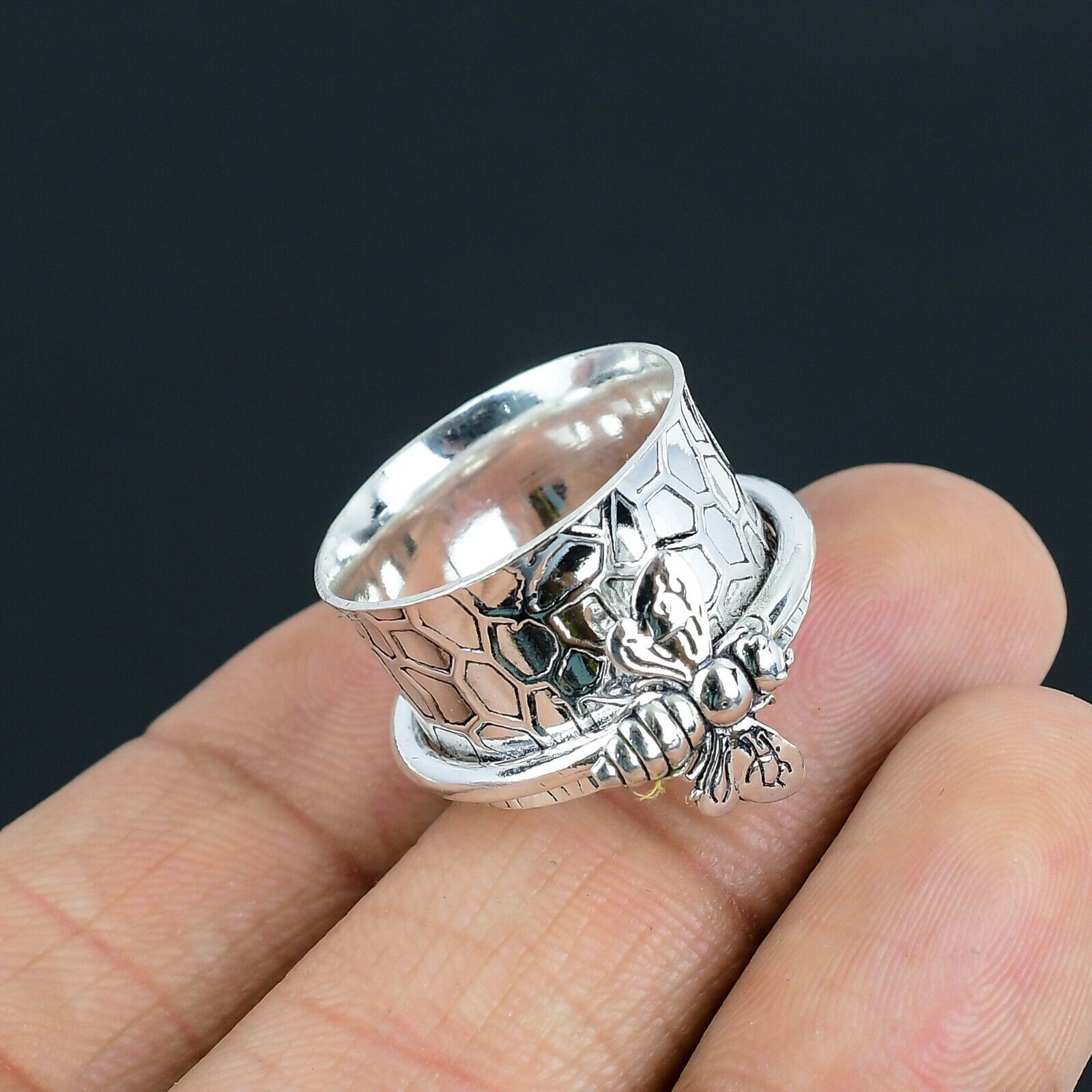 Handmade Bee Spinner Boho Ring Solid 925 Sterling Silver Band Ring All Size SI04