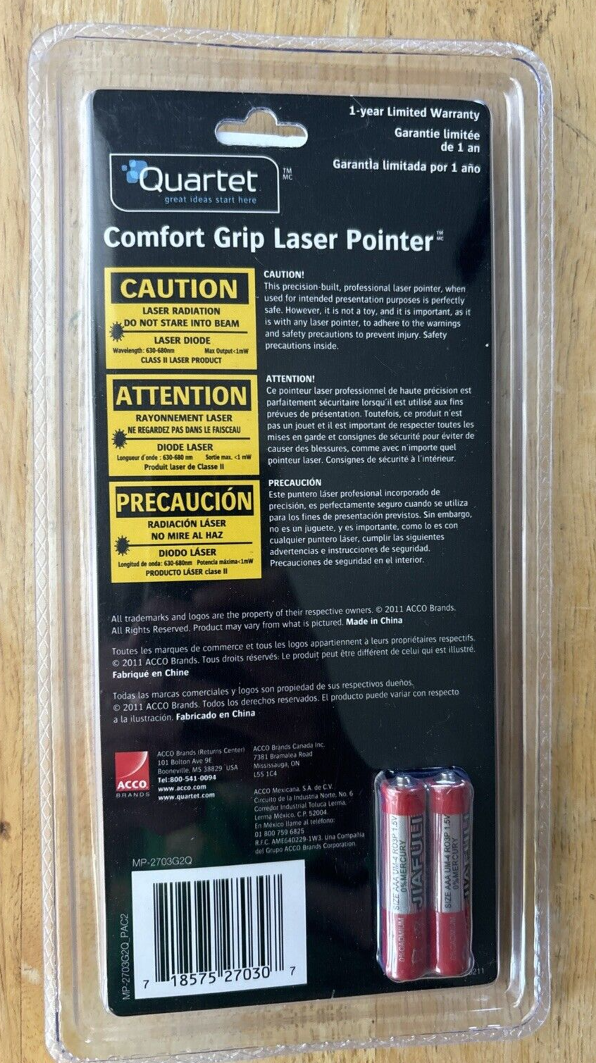 Quartet Classic Comfort Laser Pointer Class 2 (MP-2703G2Q)... FREE S&H!