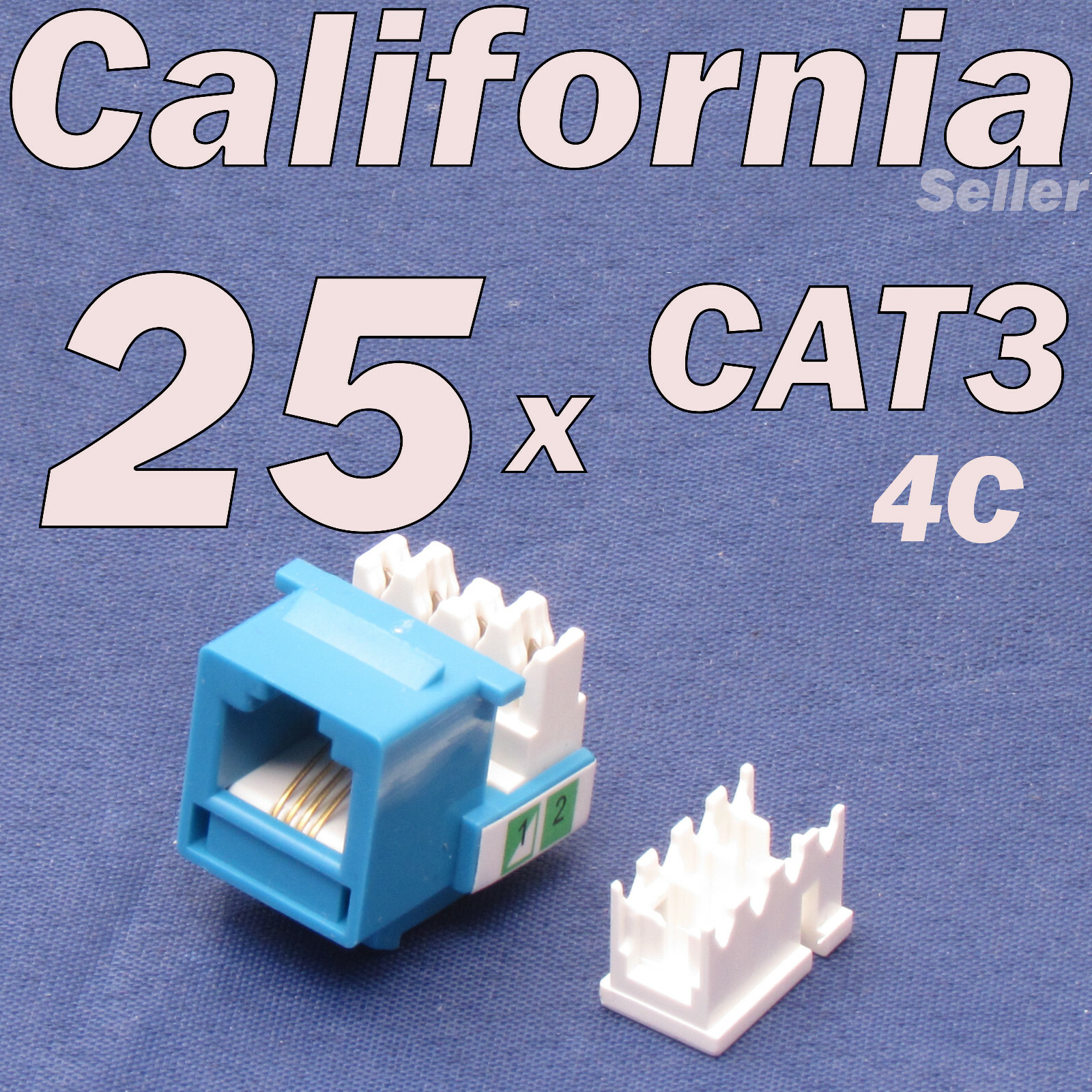 25 X Pcs CAT3 Blue Keystone Jack RJ11 6P4C Phone Telephone RJ12 Modular CAT 3 4C