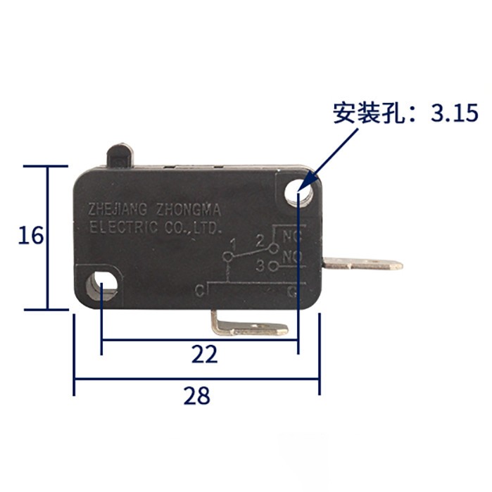 For Air Fryer Oven Electric Cooker KW7-0 125V 16A 3pins Micro Switch QTY:5pcs