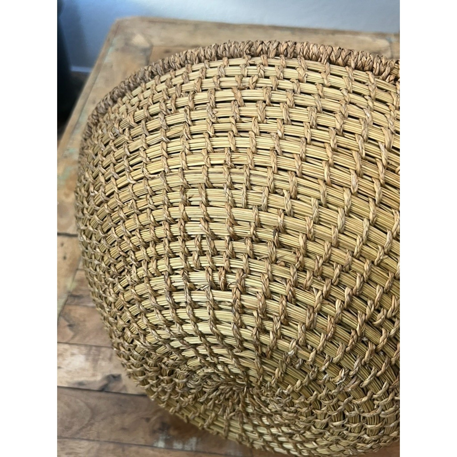 Handwoven Large Rattan Wicker Basket 15" Brown Tan