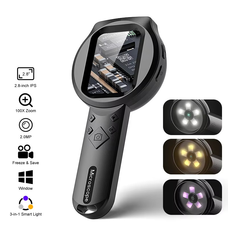 2.8'' IPS Digital Magnifier HD 1080P 100X Portable Microscope Handheld Mignifyin
