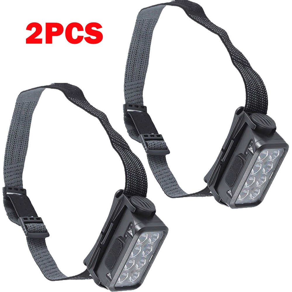 2x COB LED Headlamps USB Rechargeable Headlight Torch Light Bar Head Band Lamp