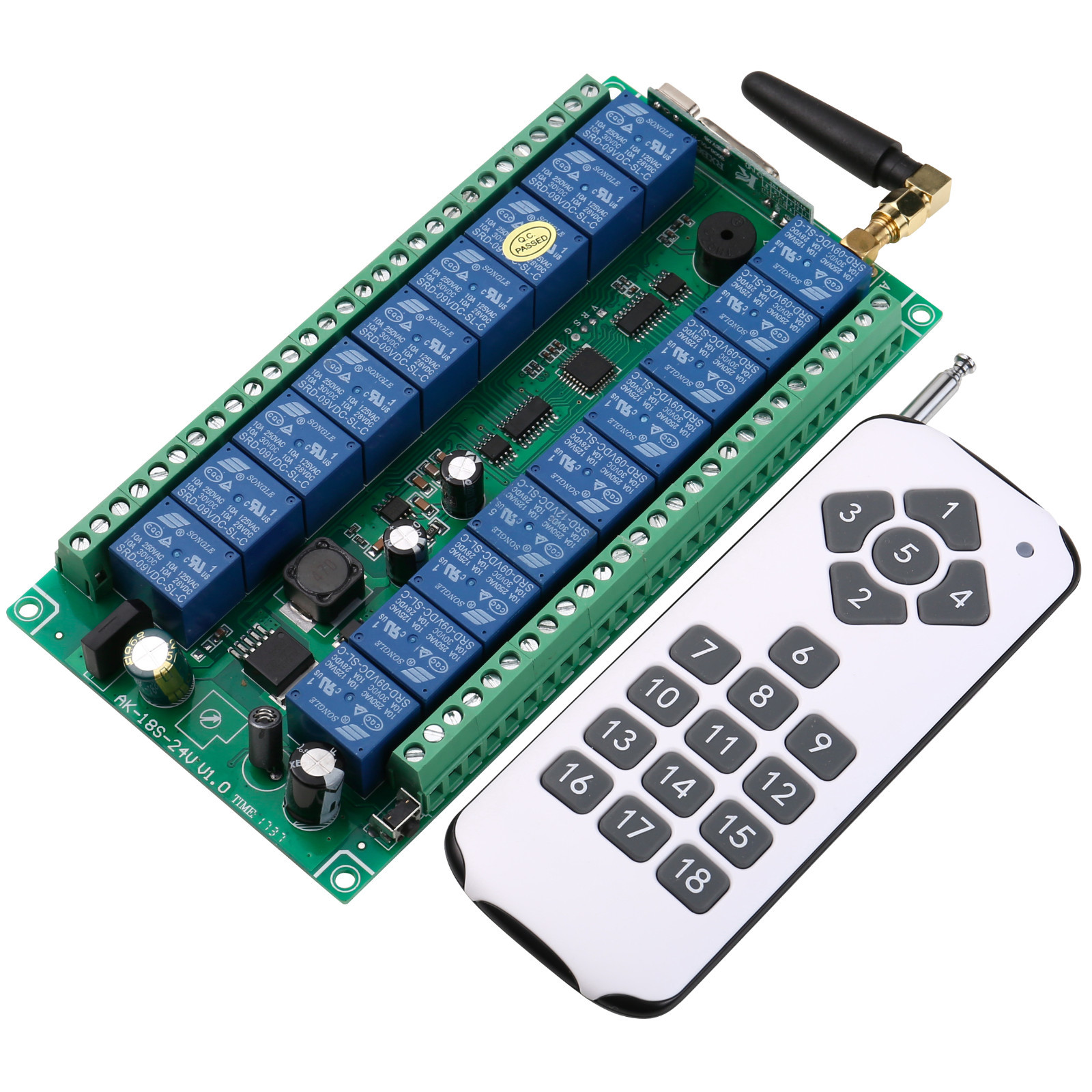18CH 12-24VDC Wireless Remote Control Relay Switch Transmitter & Receiver 433MHz