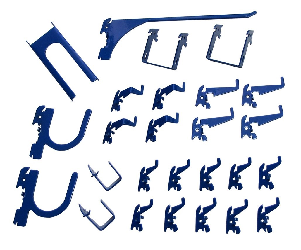 Wall Control KT-200-DLX Blue Slotted Metal Pegboard Hook Kit for Storage