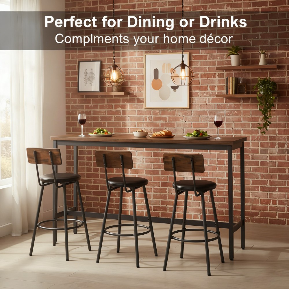3 Pieces Round Bar Table and Chairs Set, Small Dining Table for 2 with 2-Tier