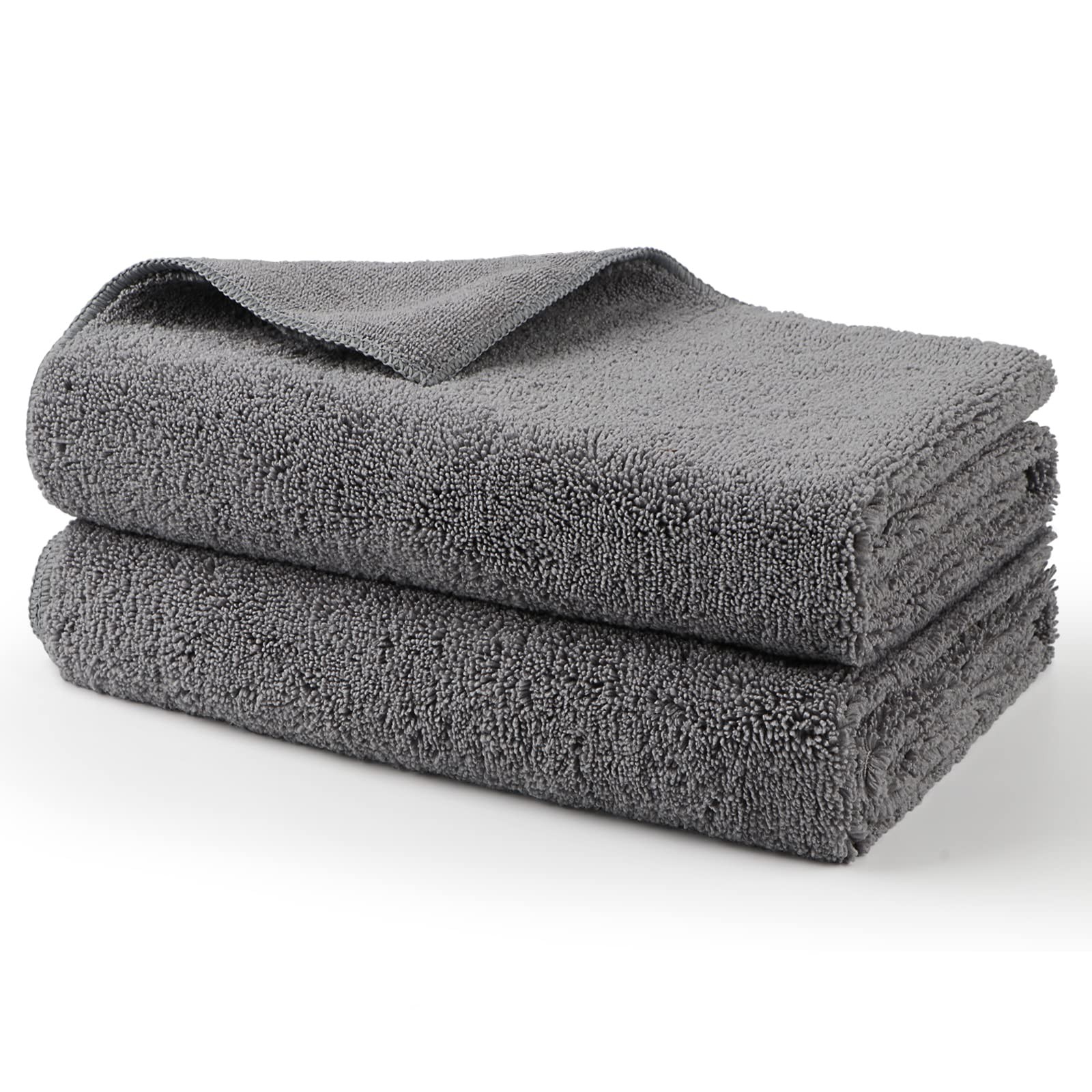 HOMEXCEL Professional Large Microfiber Car Drying Towels 2 31 x 24 Inch, Grey