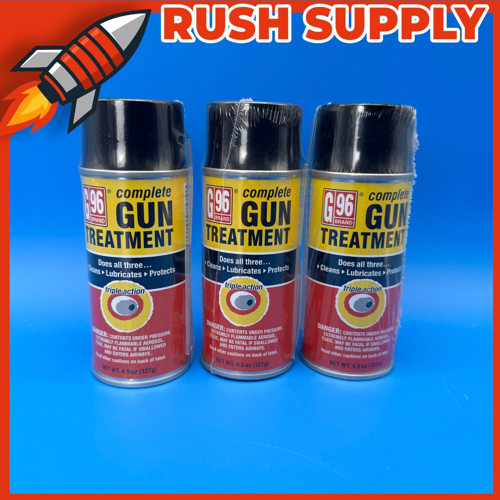 Lot of 3 G96 Gun Treatment Cleans Lubricates & Protects 4.5 oz Aerosol - 1055